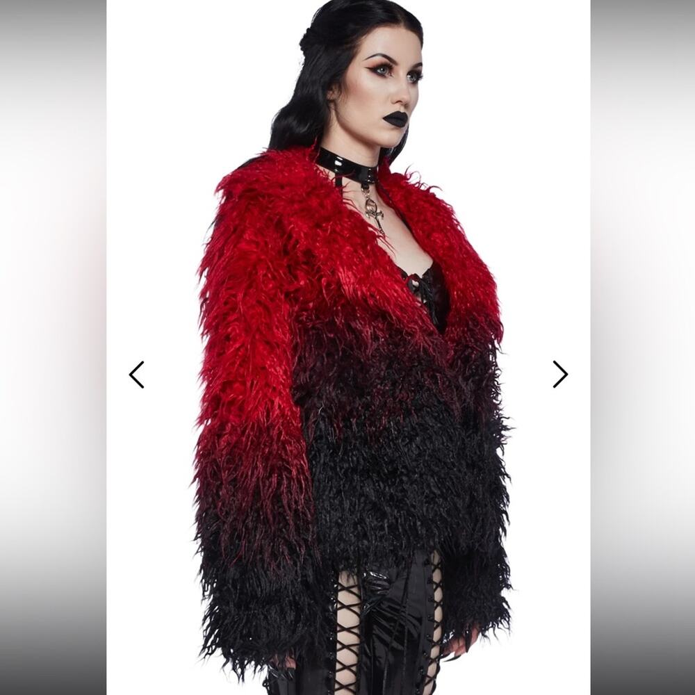 Ombré red black shag jacket - Picture 5 of 12